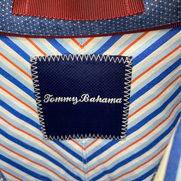 Tommy Bahama Shirt Mens Extra Large Blue Striped Button Collared Long Sleeves - Picture 5 of 11